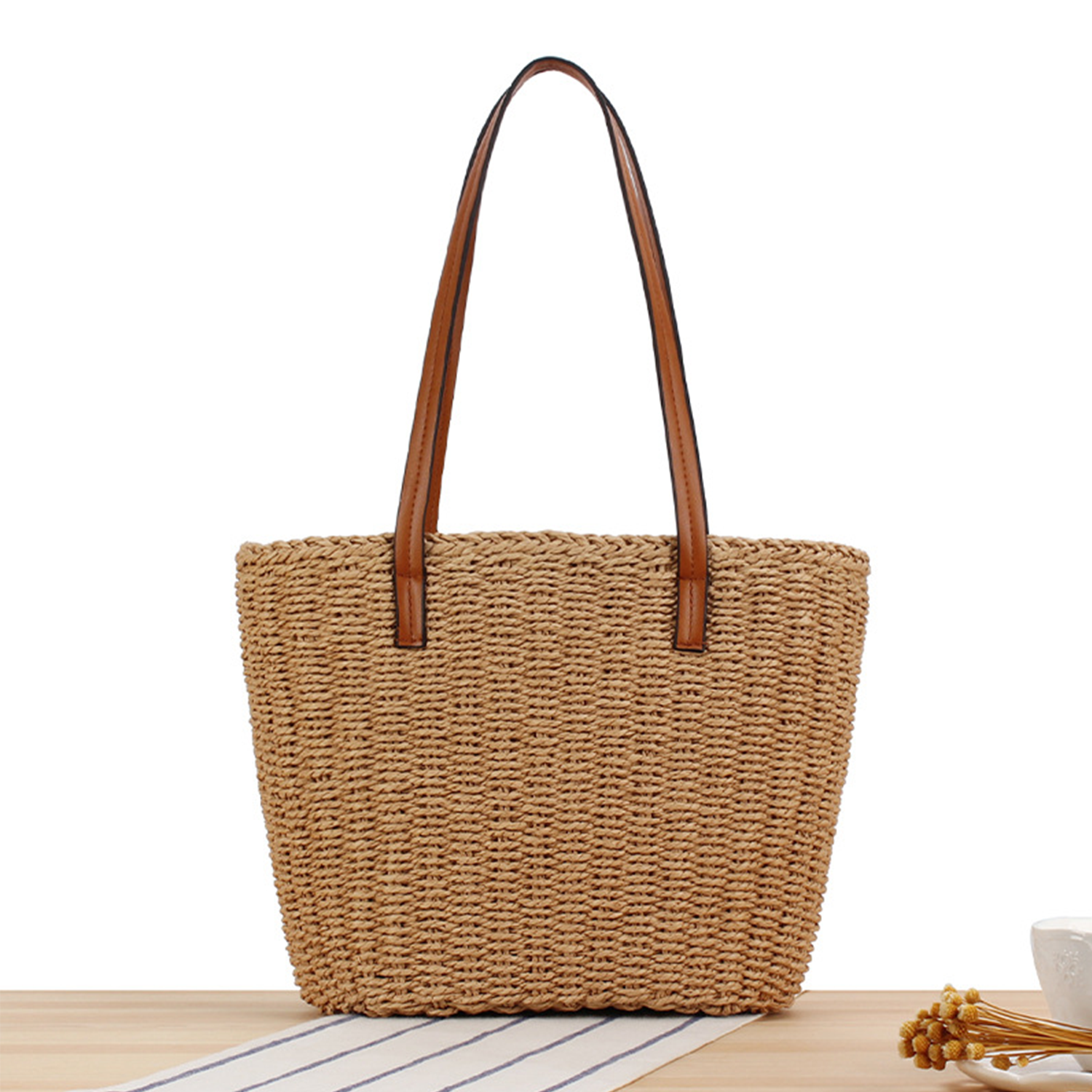Women Large Capacity Woven Straw Tote Bag 4