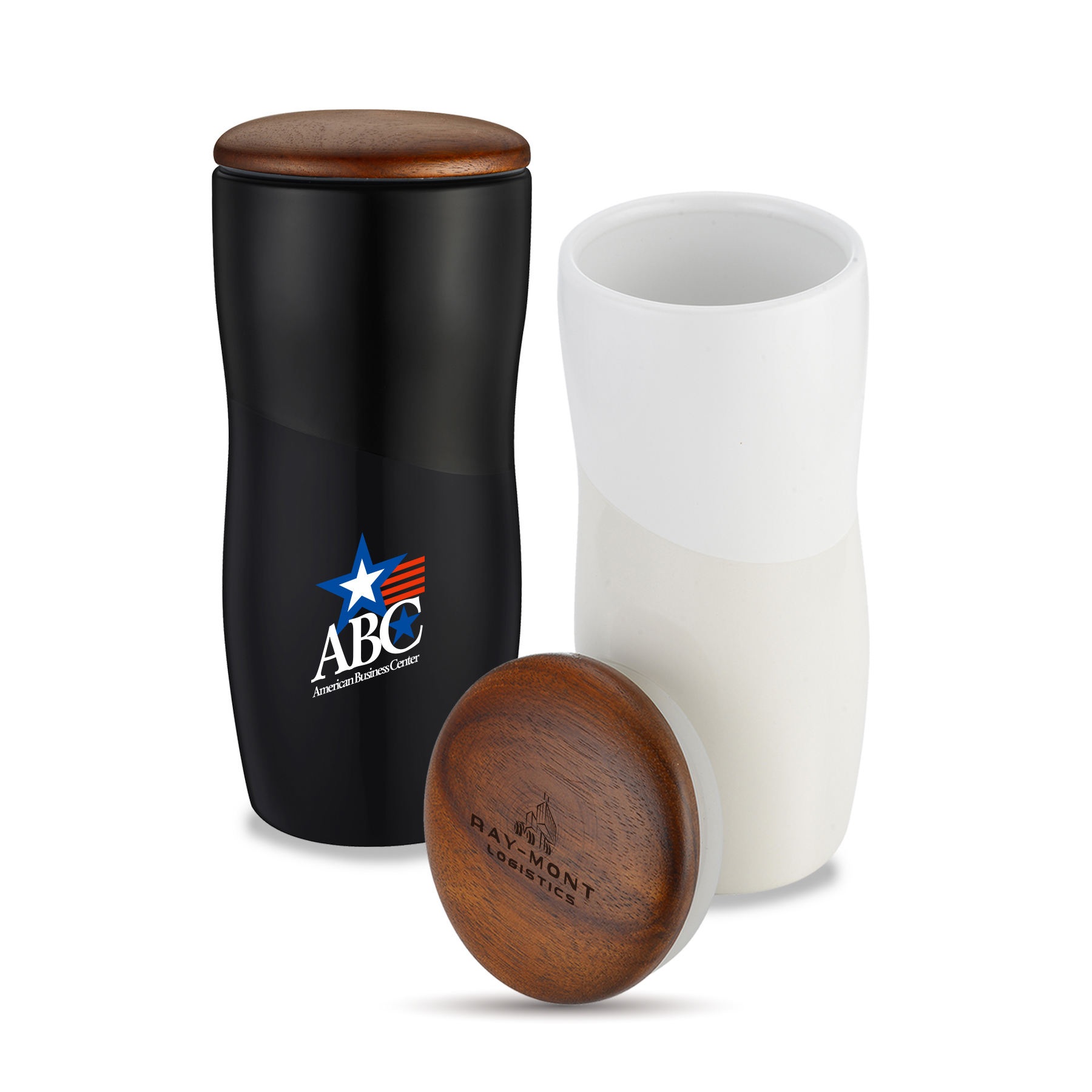 Gift box-12 oz. Two-tone Double Wall Ceramic Tumbler w/wooden lid 4