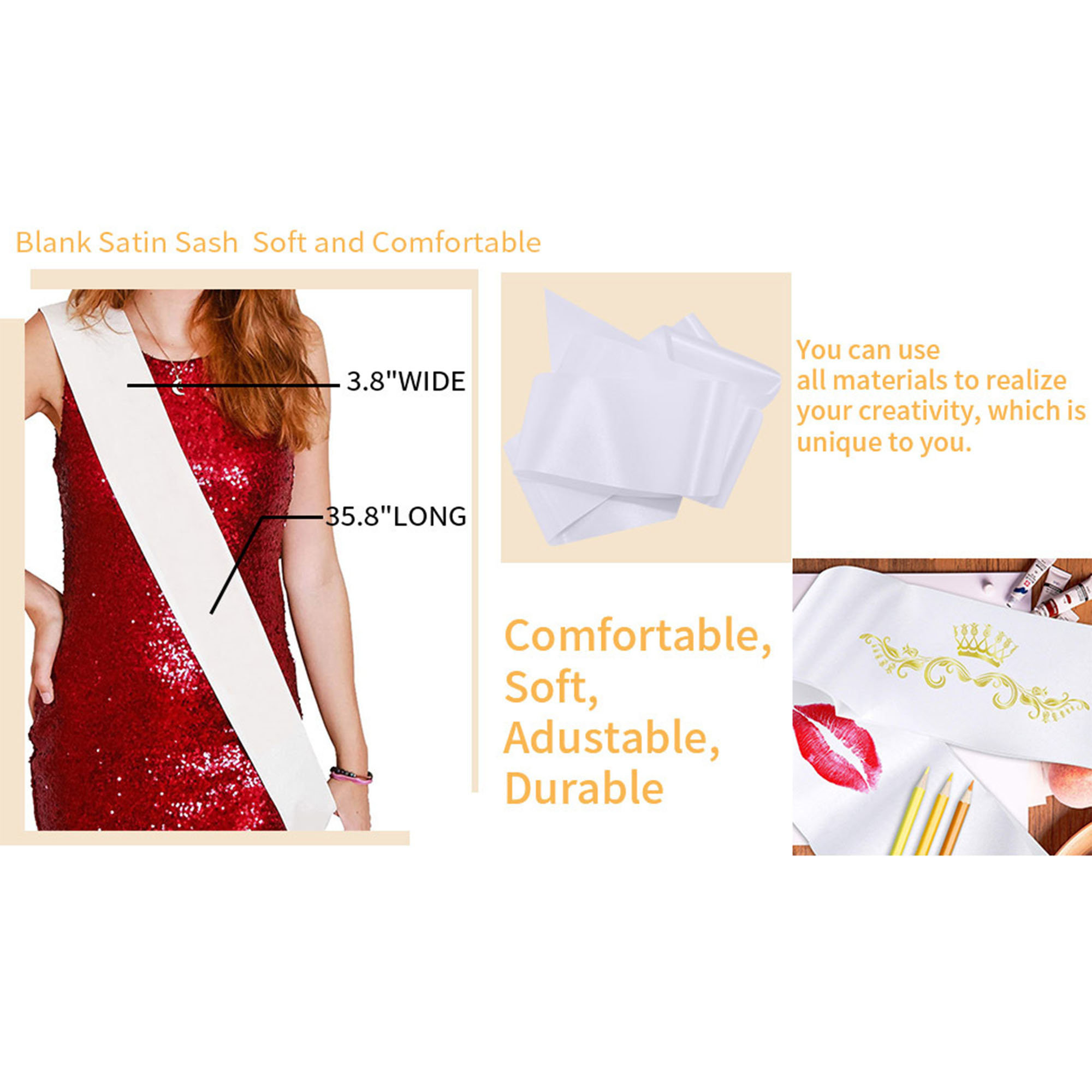 Party Satin Multicolor Blank Shoulder Straps Customizable 2