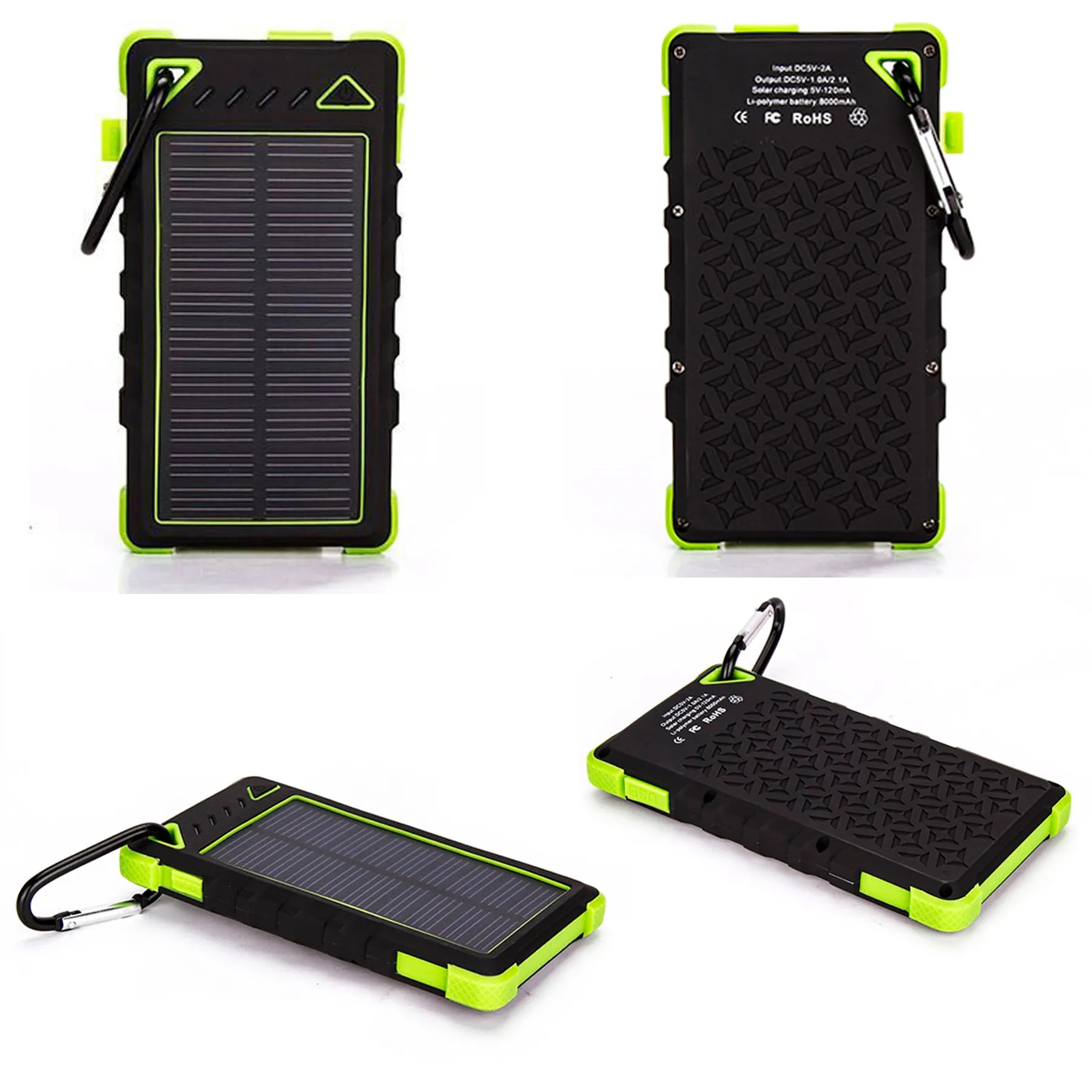 Waterproof Solar Phone Charger for Outdoor Camping Travel 7
