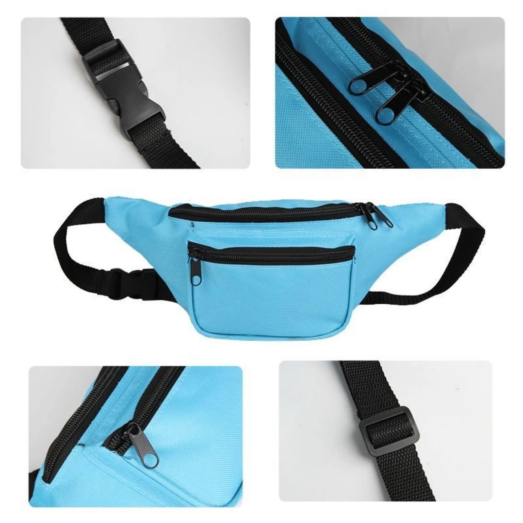 2 Zippered Fanny Pack Sports Waist Bag 8