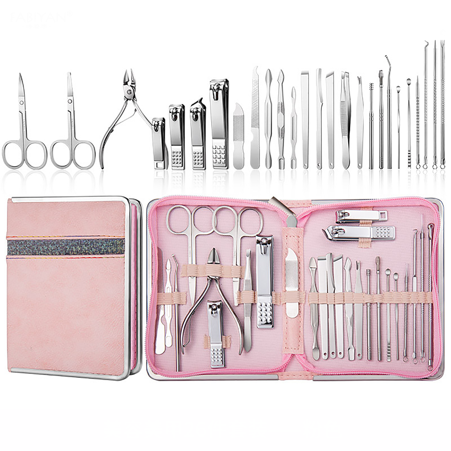 Stainless Steel Beauty Set w/ Zipper Bag 6
