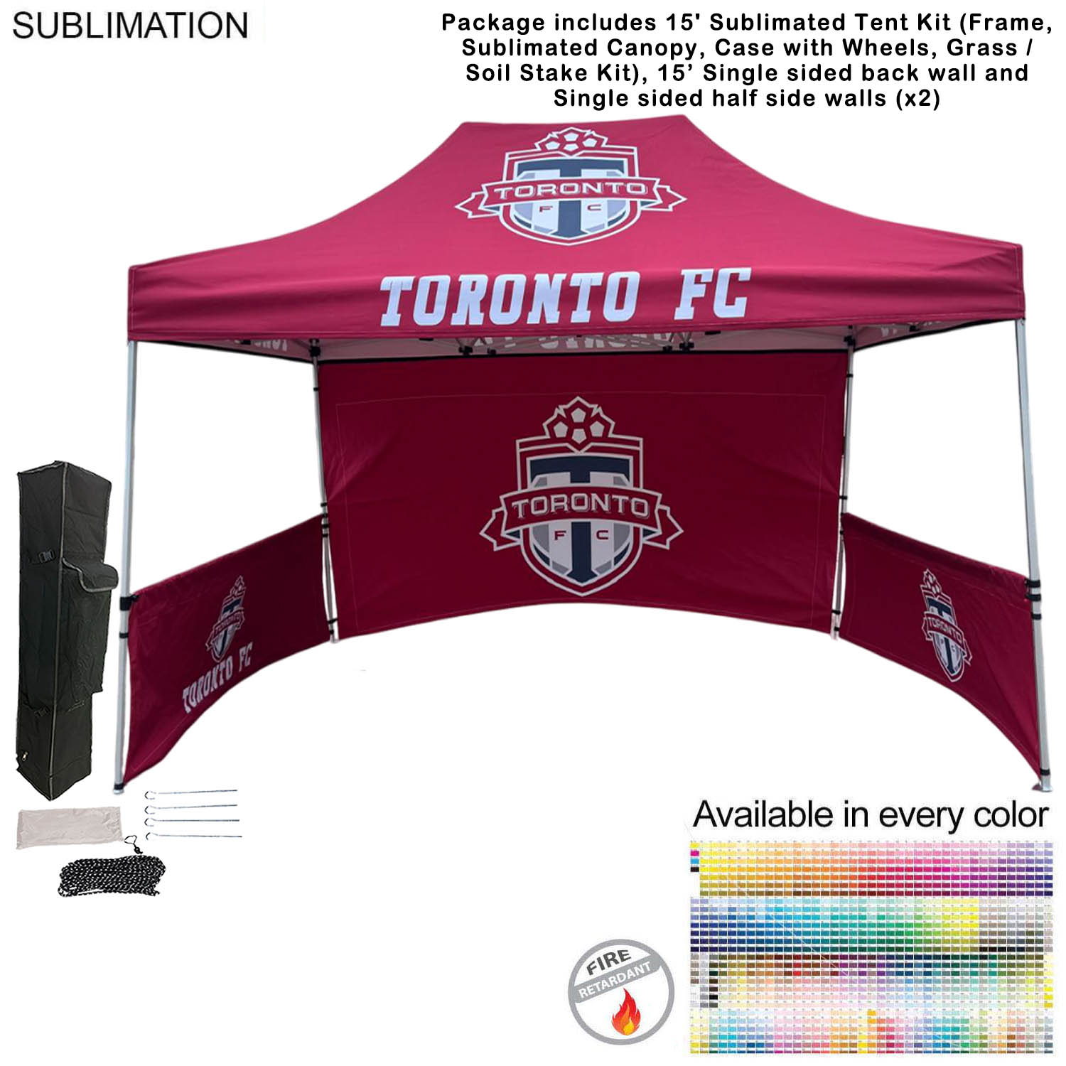 48Hr Quick Ship - Full Tent Package, 10' Tent, 15' Singlesided backwall, 2 Singlesided half sidewall 25