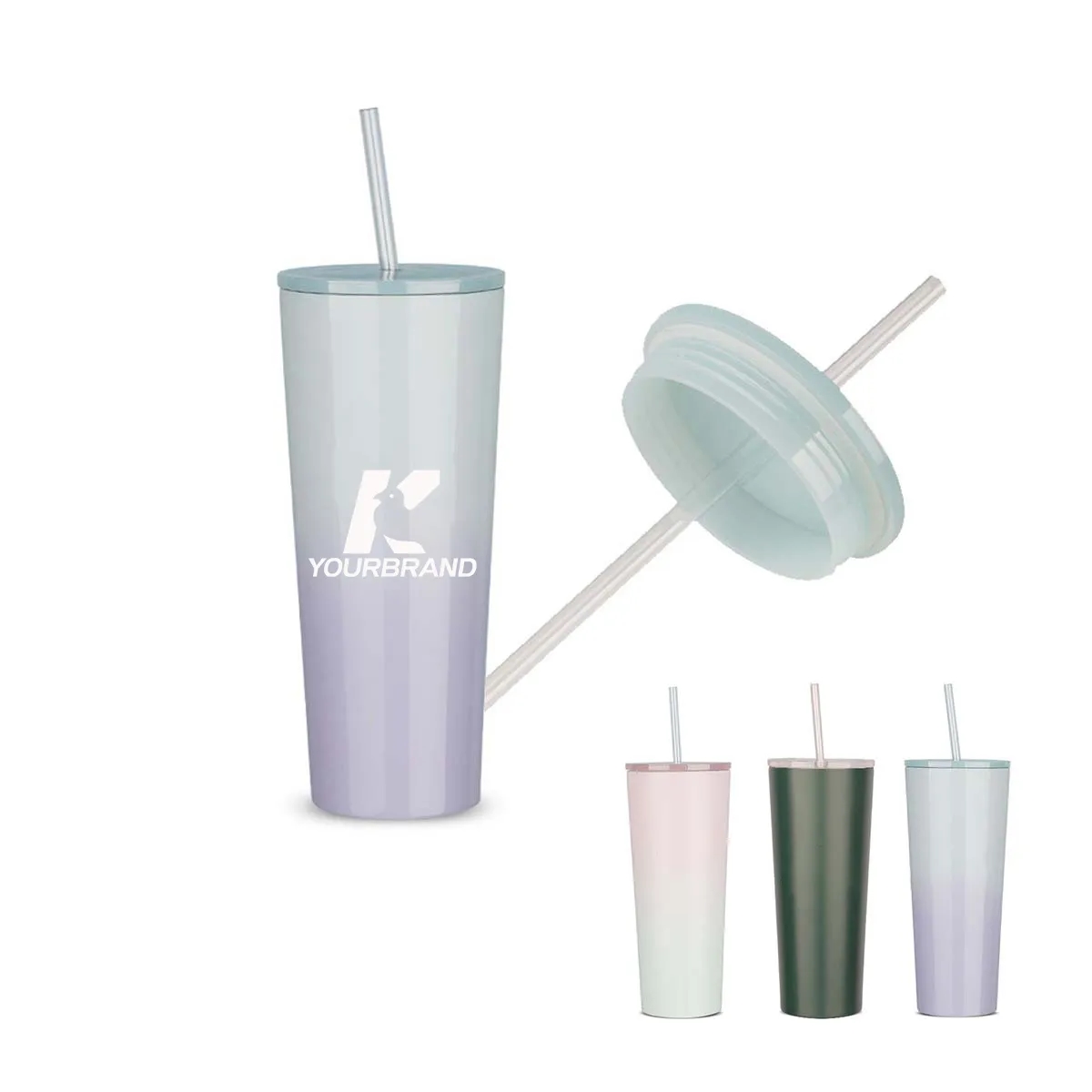 25oz Stainless Steel Insulated Coffee Cup with lid and straw 1