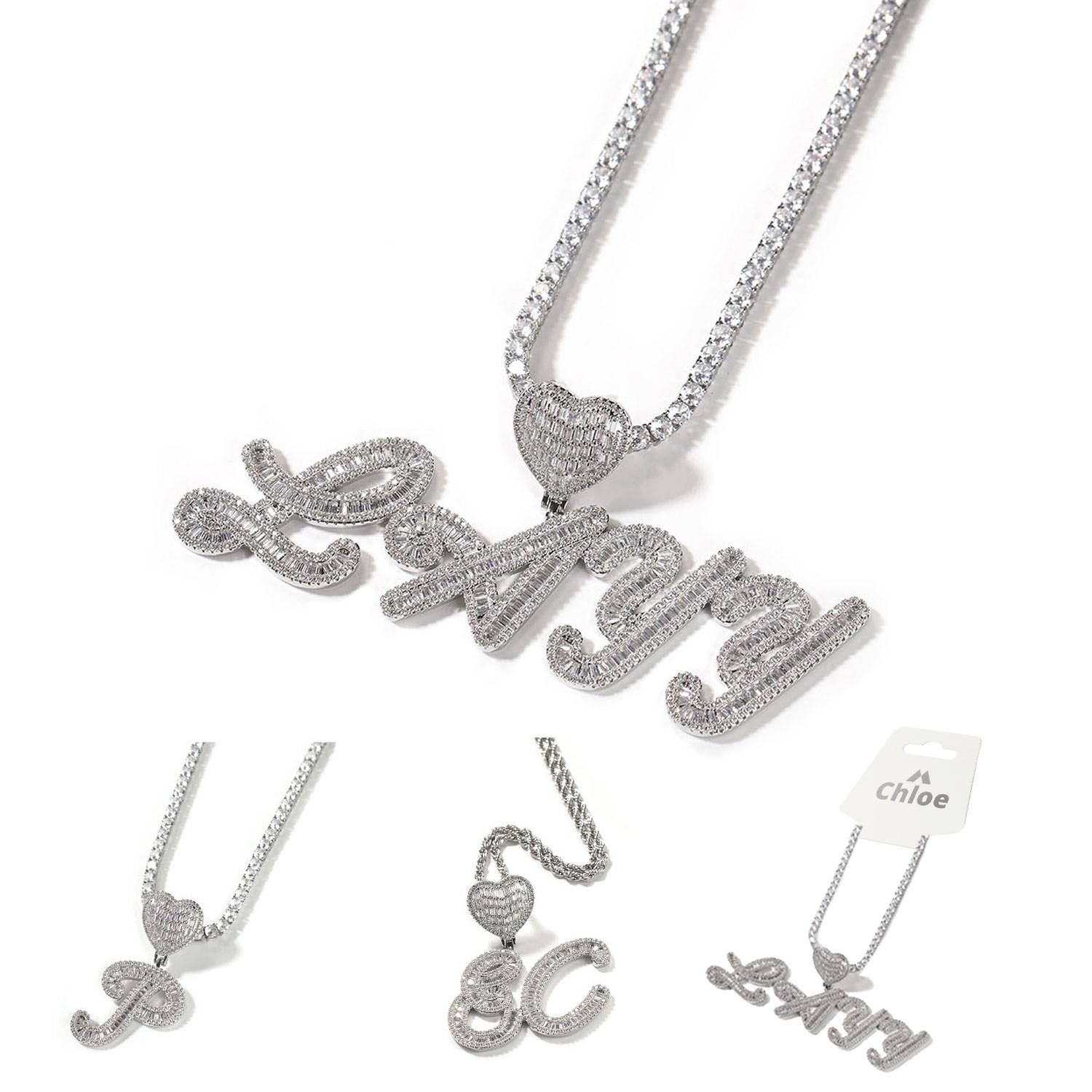 Patterned love letter pendant necklace 7