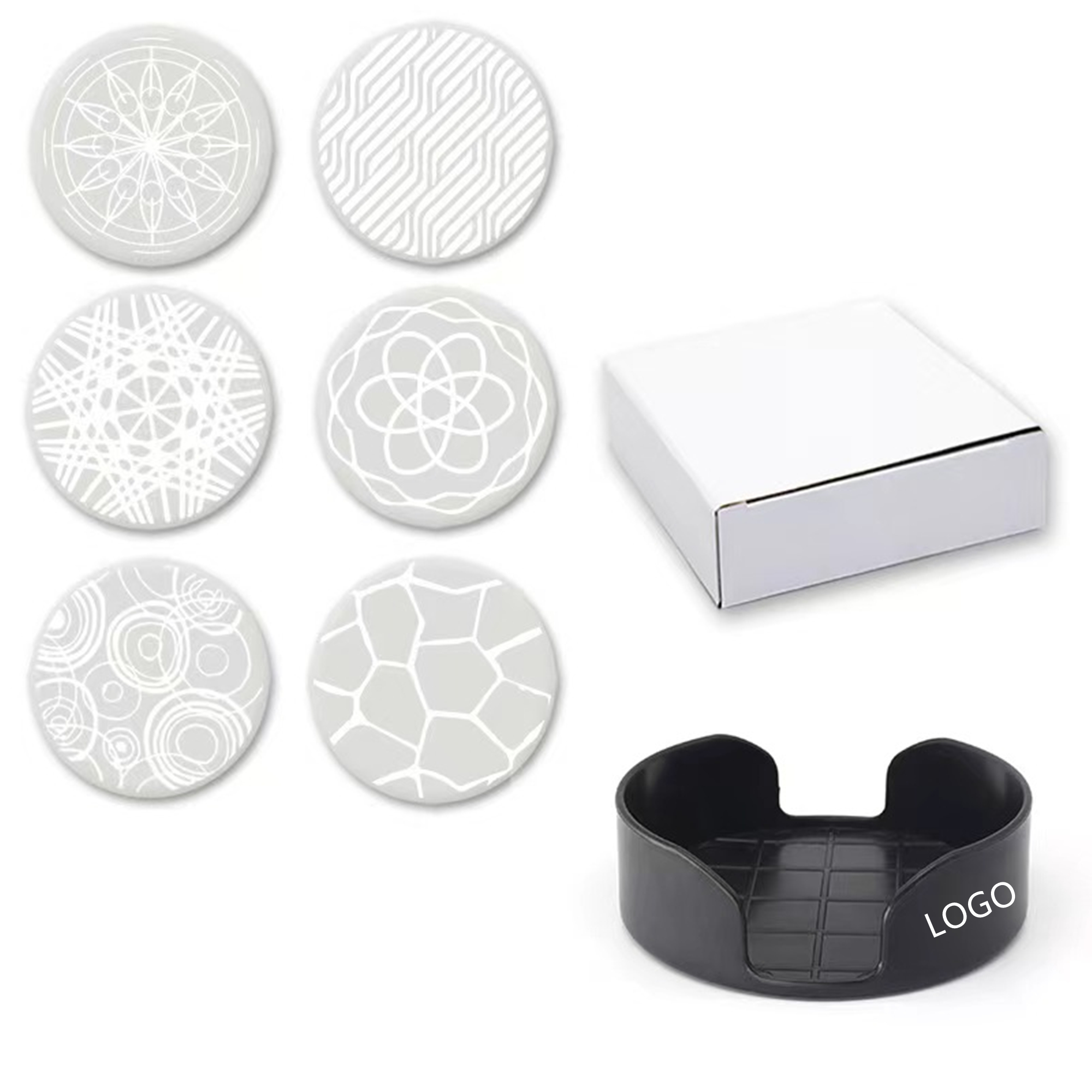 6 Pcs Reusable Figure Silicone Drink Coasters Set With Holder 4