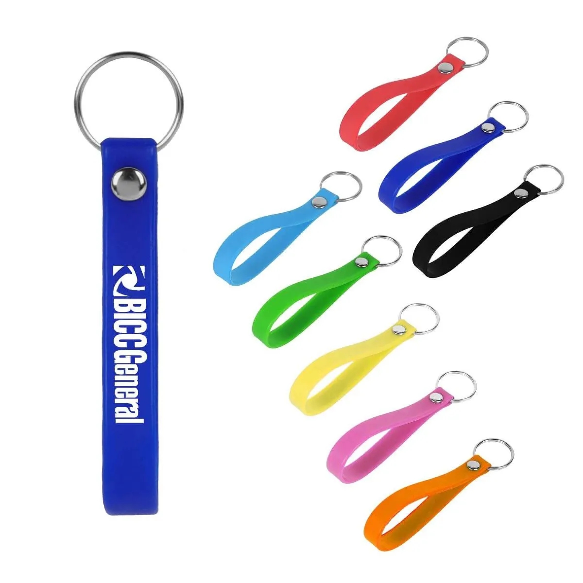 1/2"W SCREEN PRINTED SILICONE BRACELET KEYRING 6