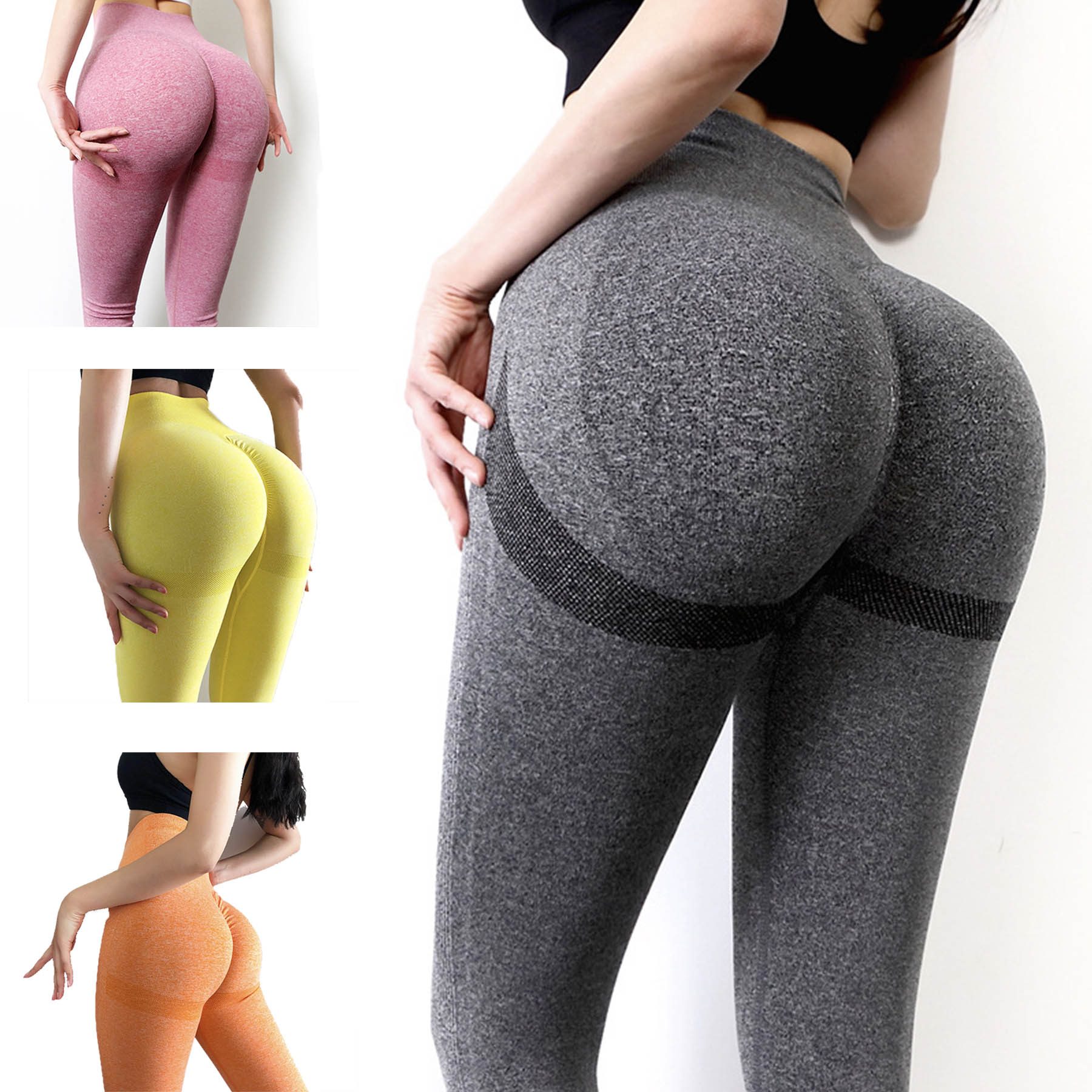 Womens Seamless Leggings High Waisted Tummy Control Gym Yoga Pants 3