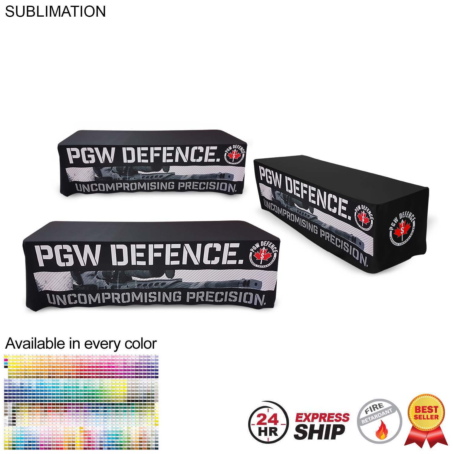24 Hr Express Ship - Sublimated Table Cloth for 8' table, Drape style, 4 sided, Closed Back 7