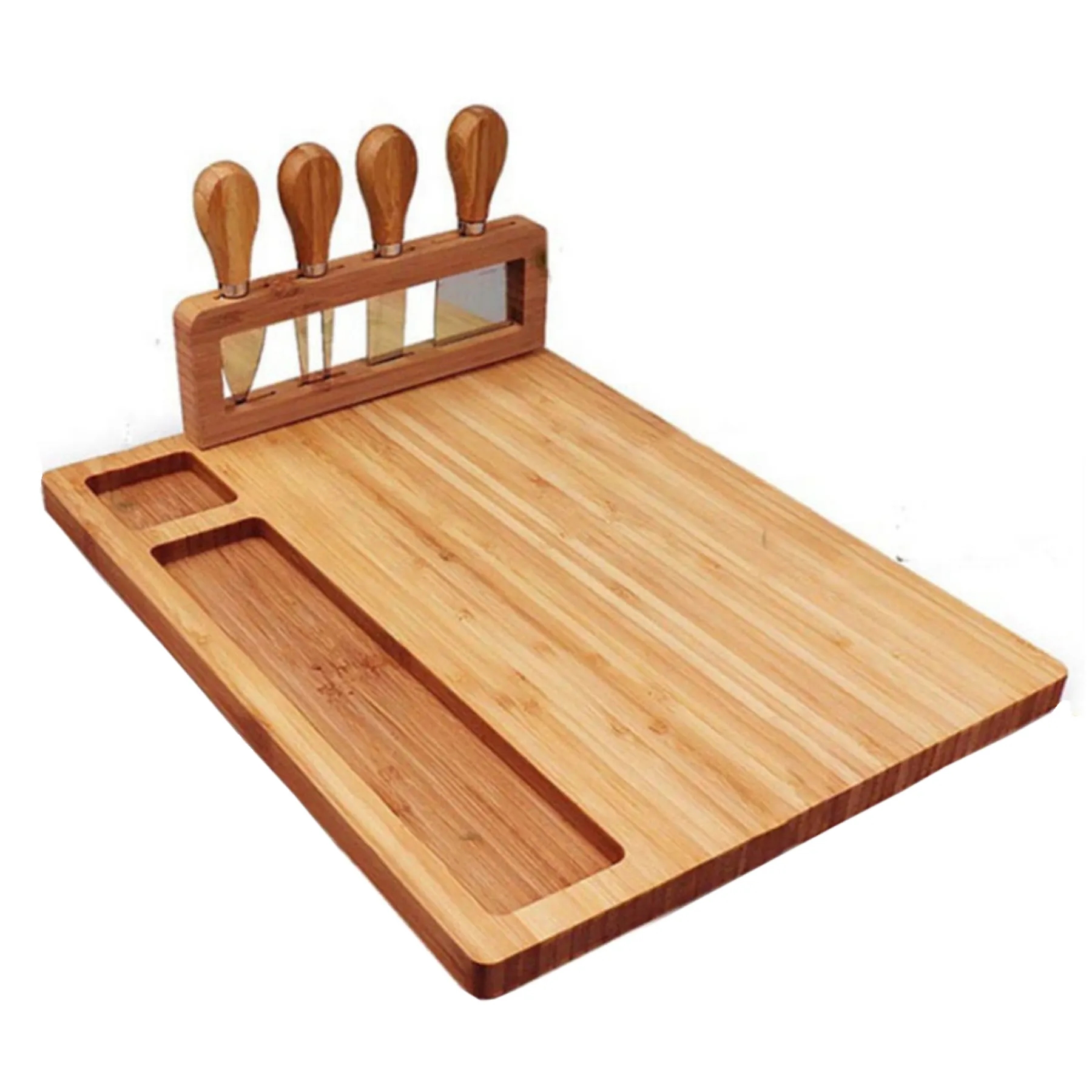 Bamboo Cheese Board And Knife Set 2