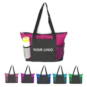 Large Capacity Shopping Woman Tote Bag with Mesh Pockets 5