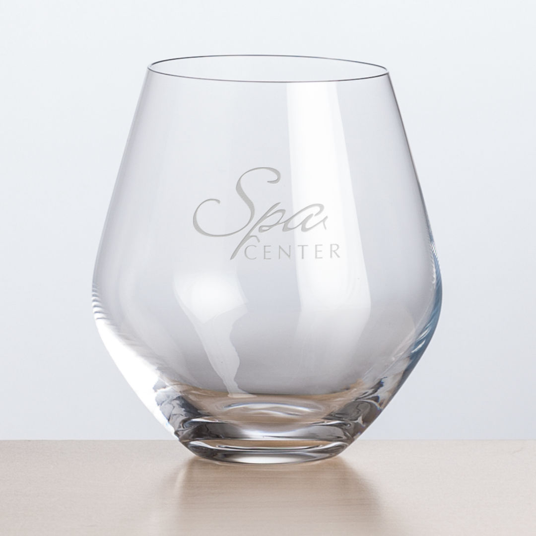Reina Stemless Wine - Deep Etch, custom glassware with logo imprint 14
