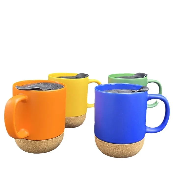 Ceramic Coffee Mug with Cork Bottom and Spill Proof Lid 5