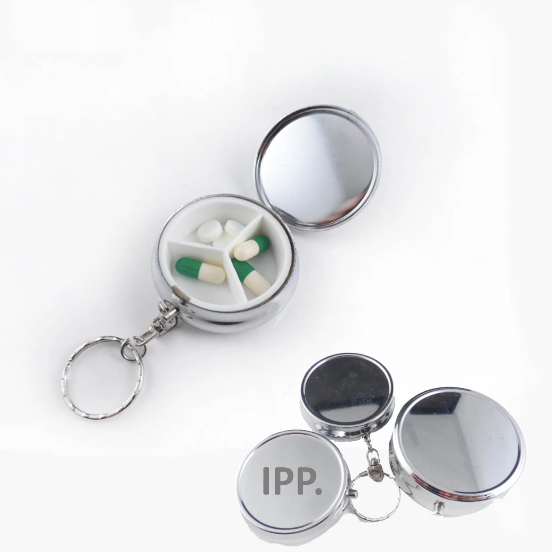 Metal Pill Box Case With Key Chain 2