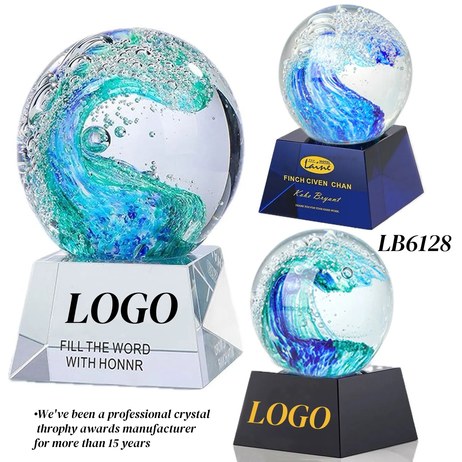 Crystal Trophy Award for Kids Glass Ball Paperweight 2