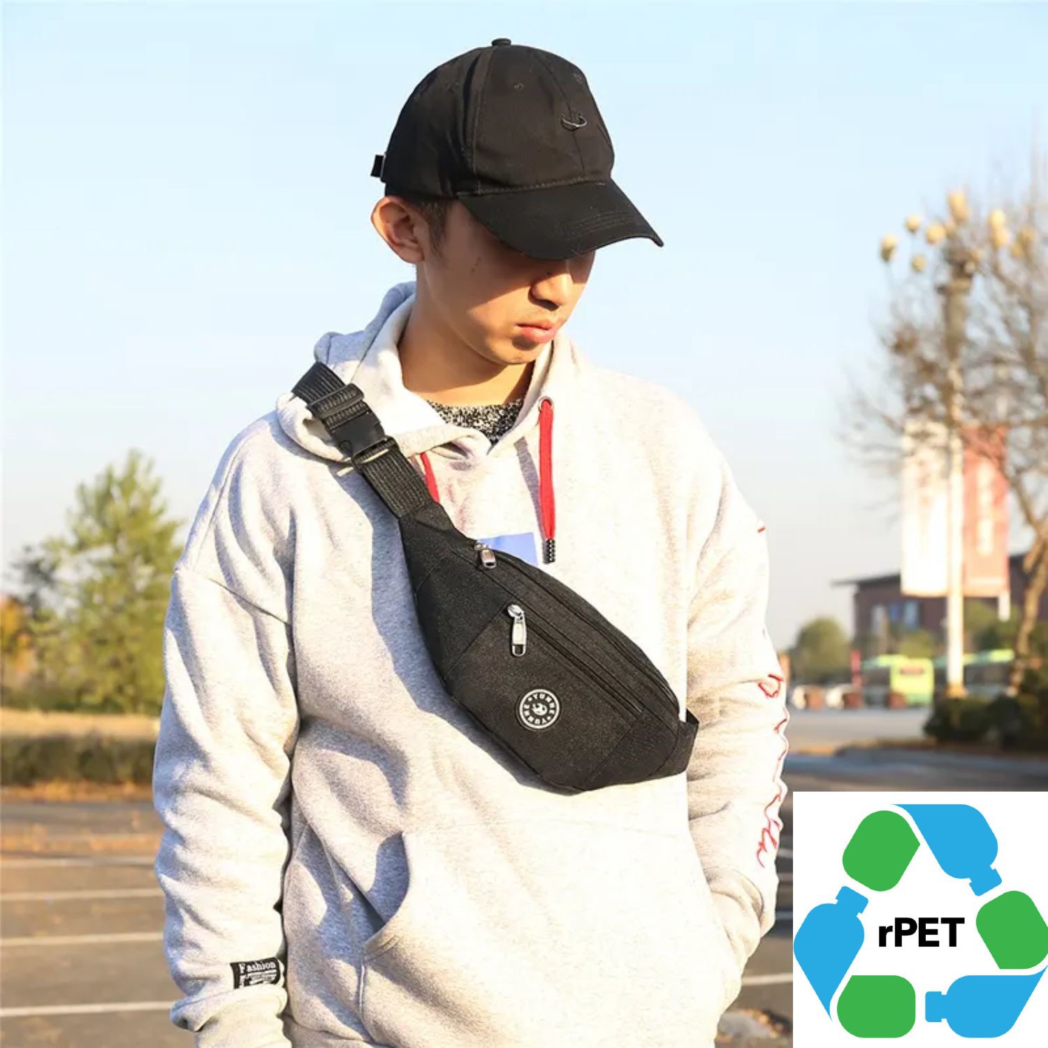 3 Zipper Waist Bag rPET Recycled 600D Polyester Fanny Pack 2