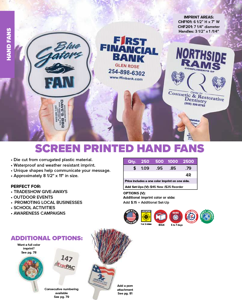 Patriotic Flag Shape Hand Fan, Screen Printed 4