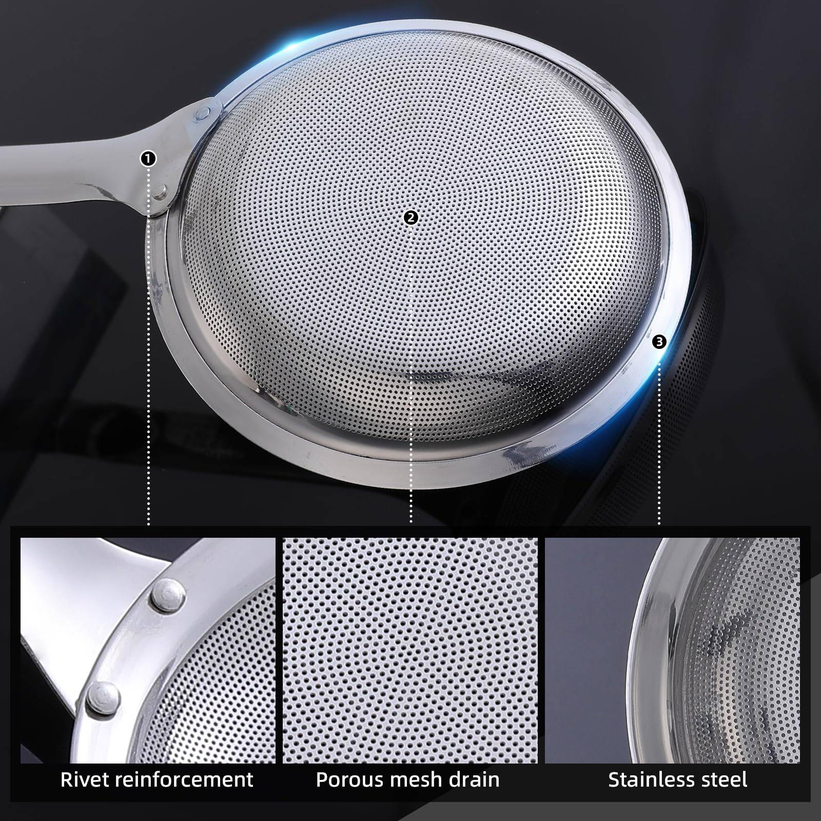 Multi-Purpose Stainless Steel Kitchen Strainer - Durable 5