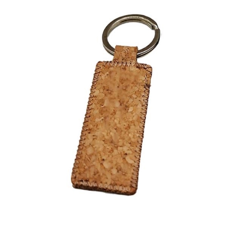 Cork Wood Rectangle Keychain 2