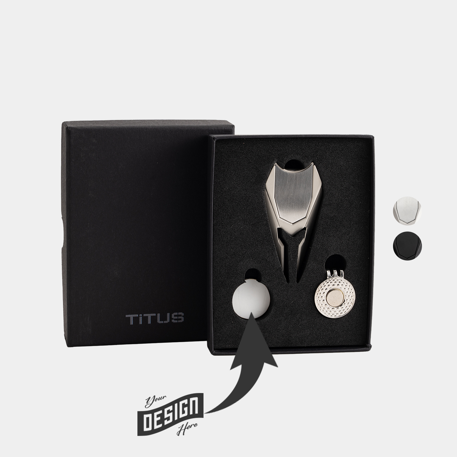 TiTUS® Metal Golf Tool Set - Divot Tool, Ball Marker & Cap Clip 4