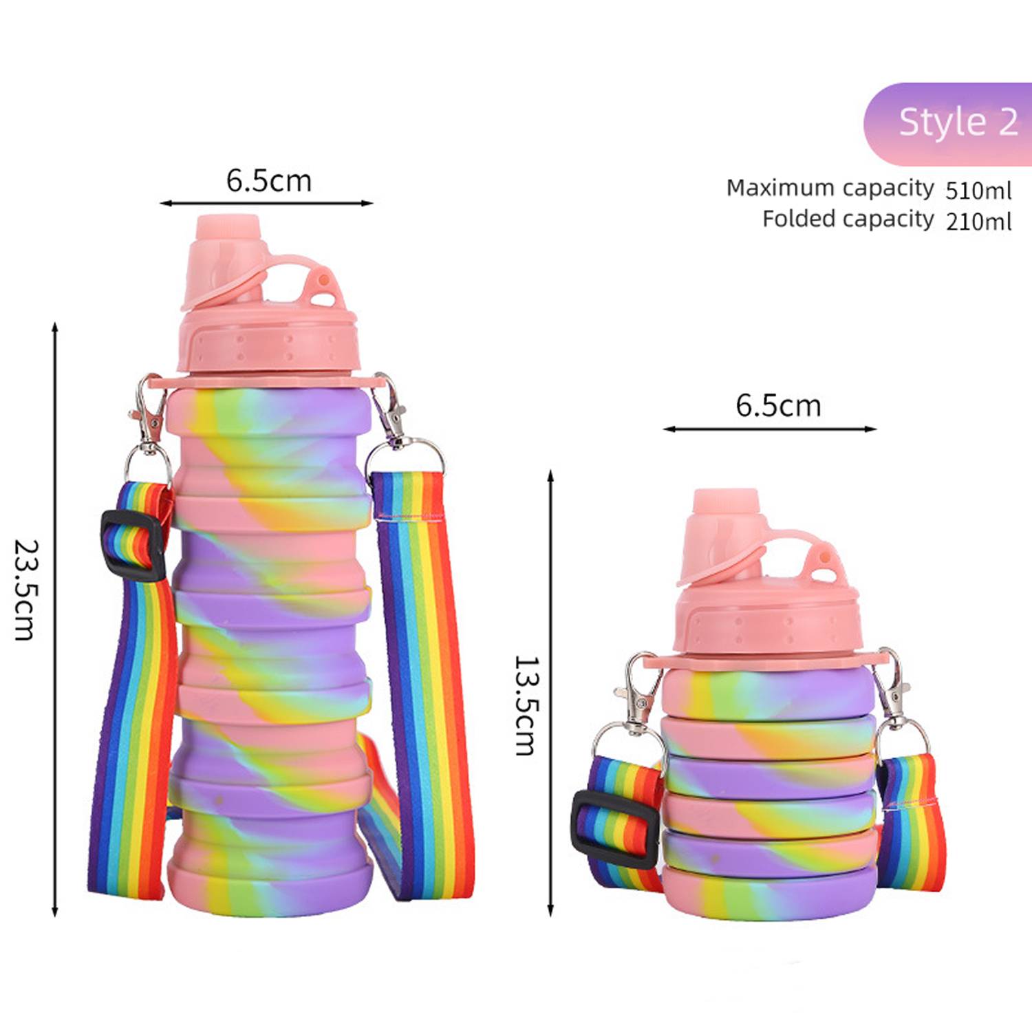Children Crossbody Silicone Collapsible Sports Water Bottles 4
