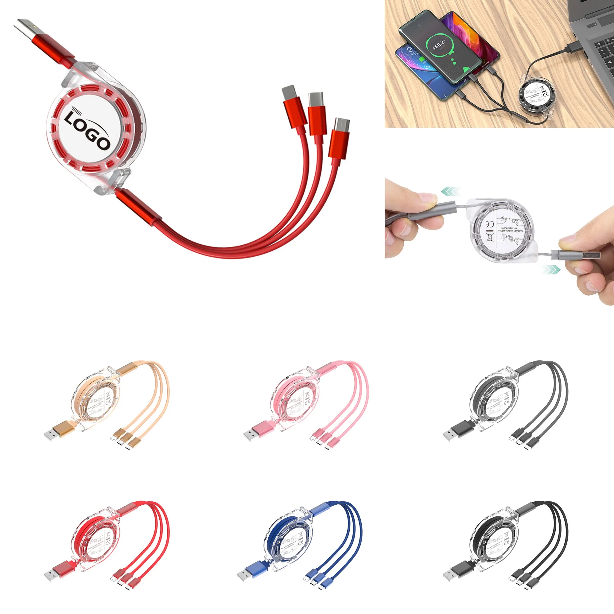 3-in-1 Retractable Multi USB Charger Cable