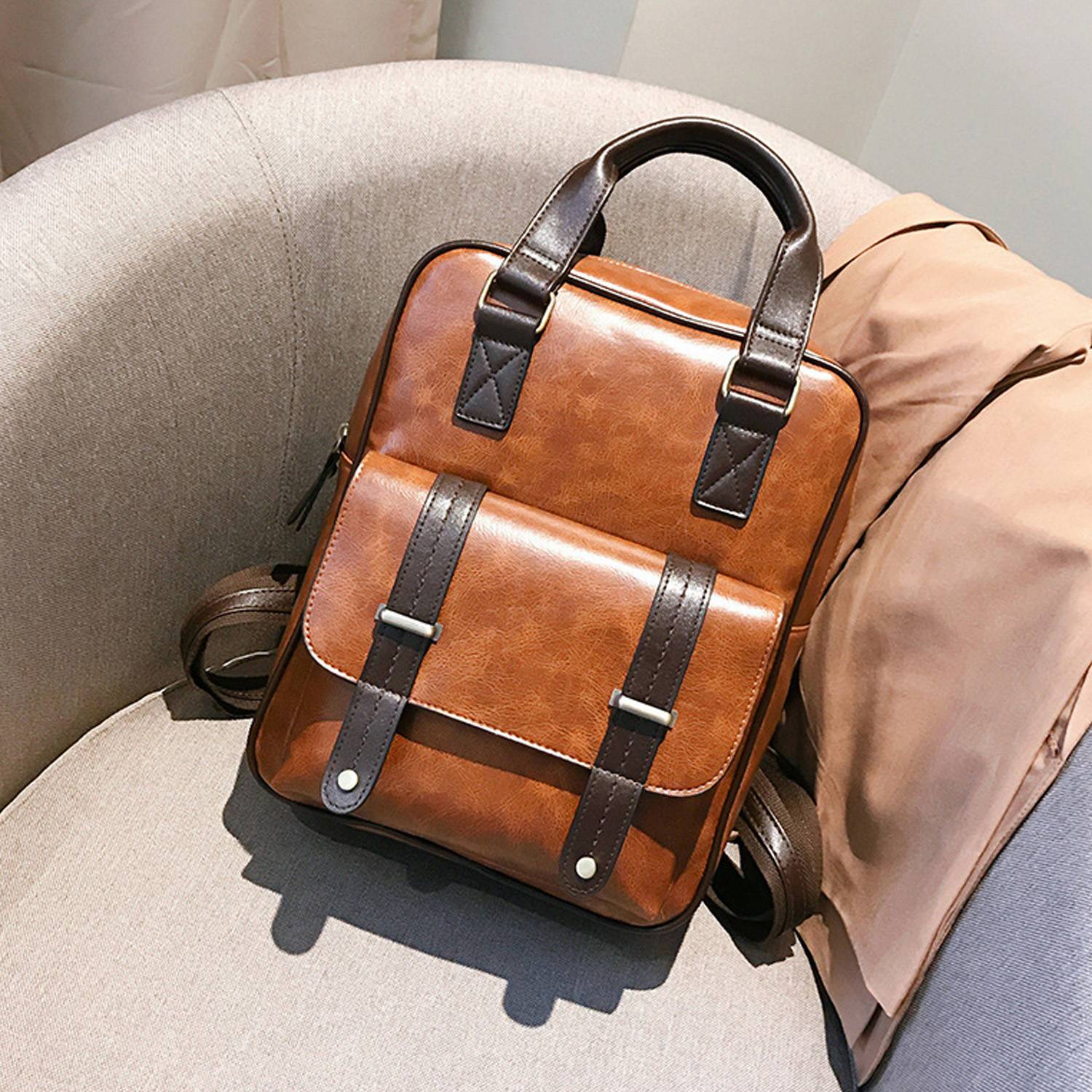PU Leather Waterproof Backpack 3