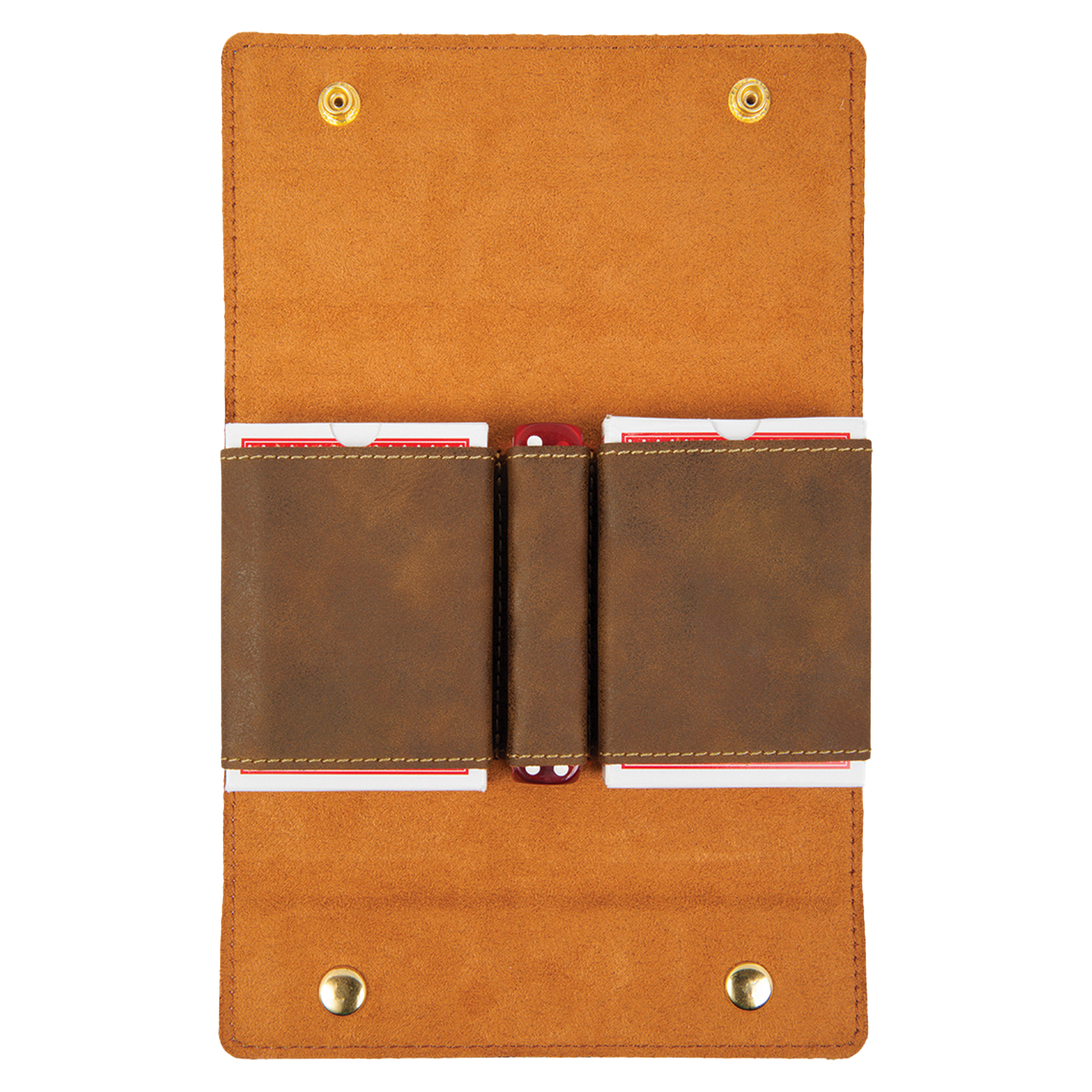 Rustic/Gold Leatherette Card & Dice Set 3