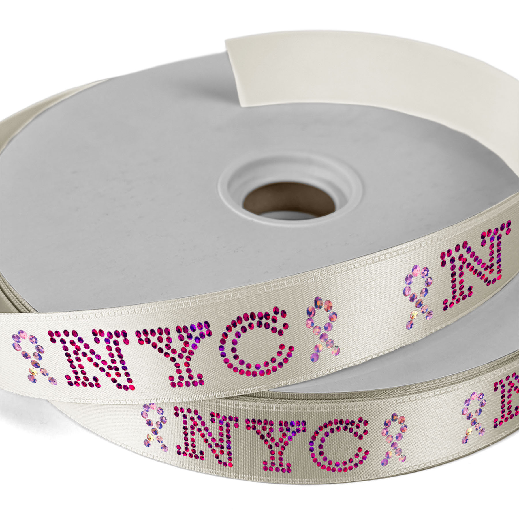 1" Badge Satin Ribbon - 25yd Roll - Sparkle 7