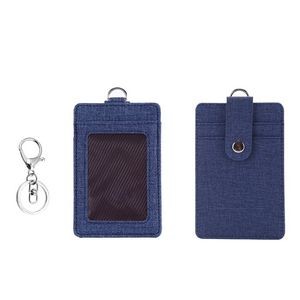 PU Leather 2 Pockets Card Holder Key Chain 5