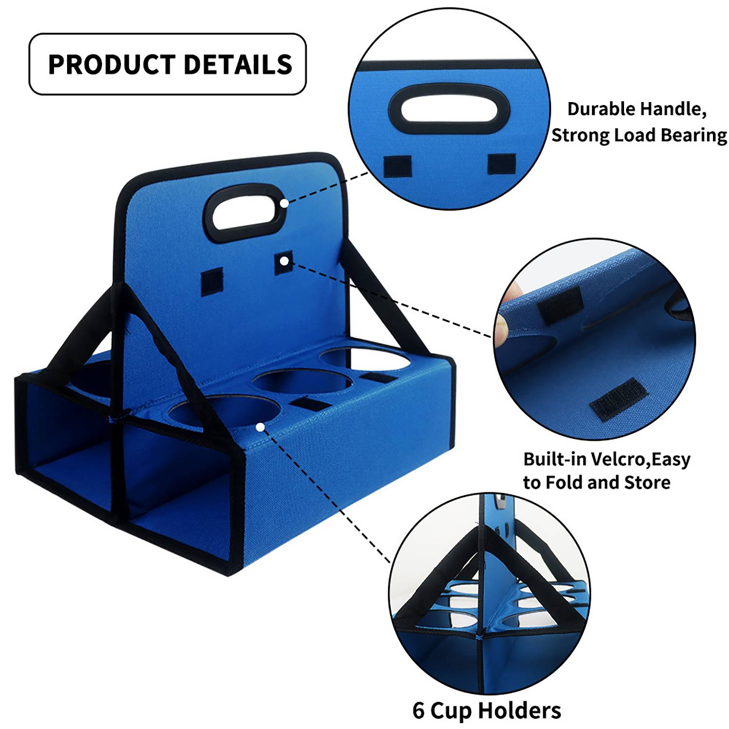 Foldable Portable 6-Slot Polyester Drink Holder 4