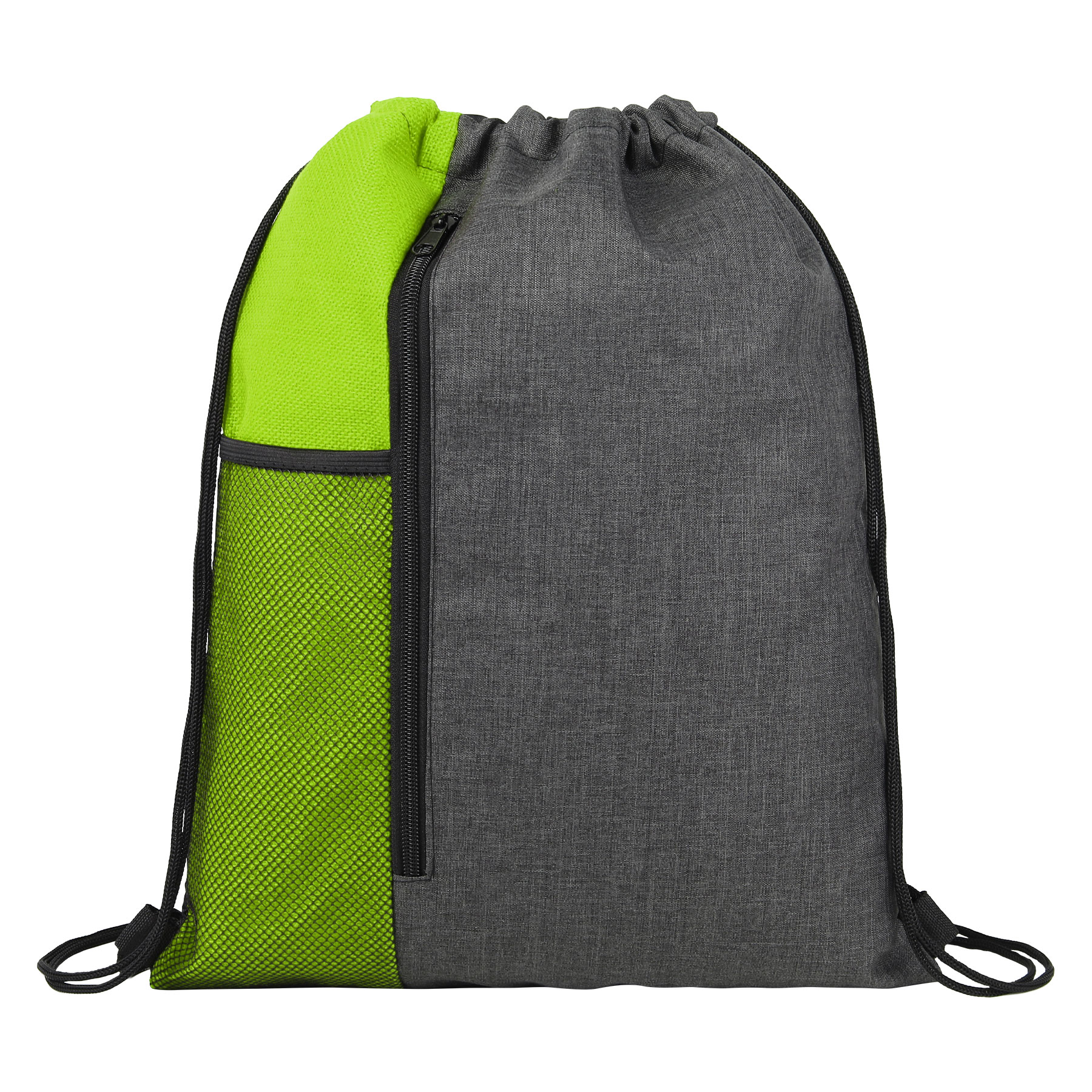Drawstring Backpack With Front Vertical Zip Pocket And Mesh Pocket 4