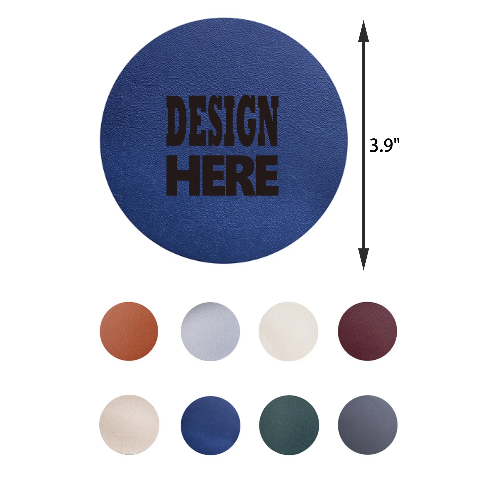 Solid Color Round PU Leather Coaster 3
