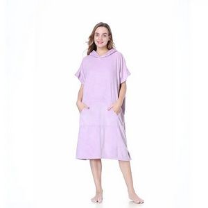 Plain Pink Oversized Hooded hoodie Beach Towel 2