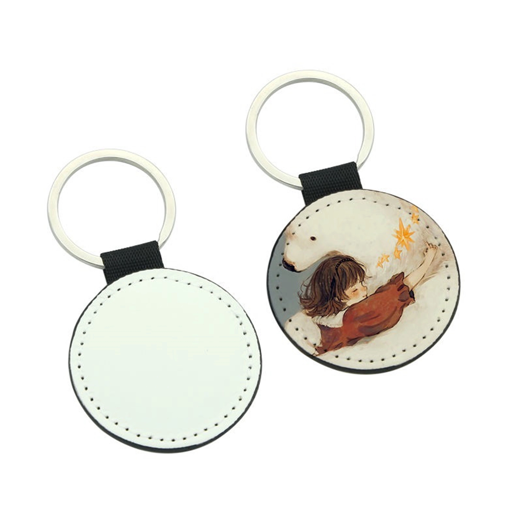 Round PU Key Chain with Metal Ring 9