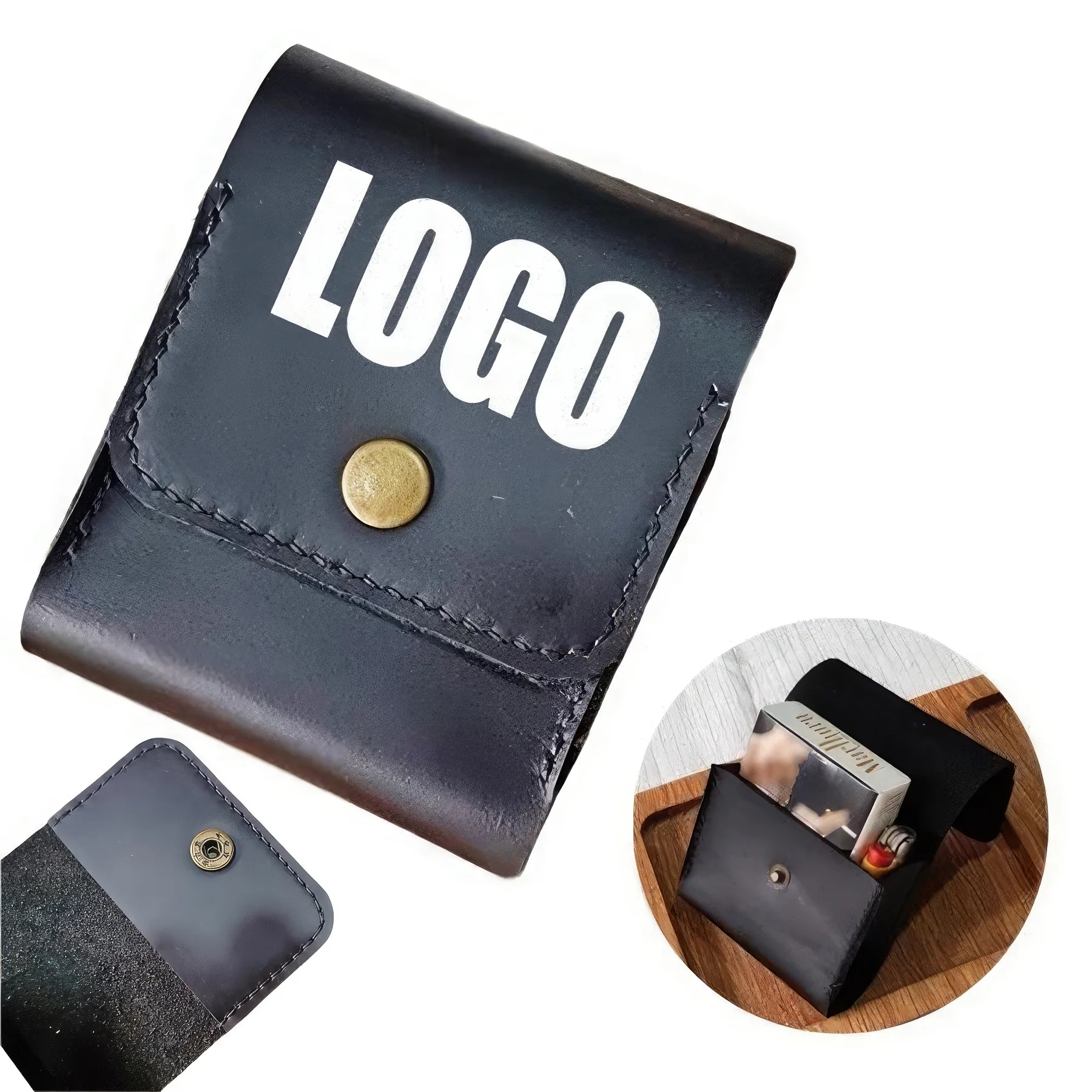 Genuine Leather Cigarette Case & Lighter Storage Box 1