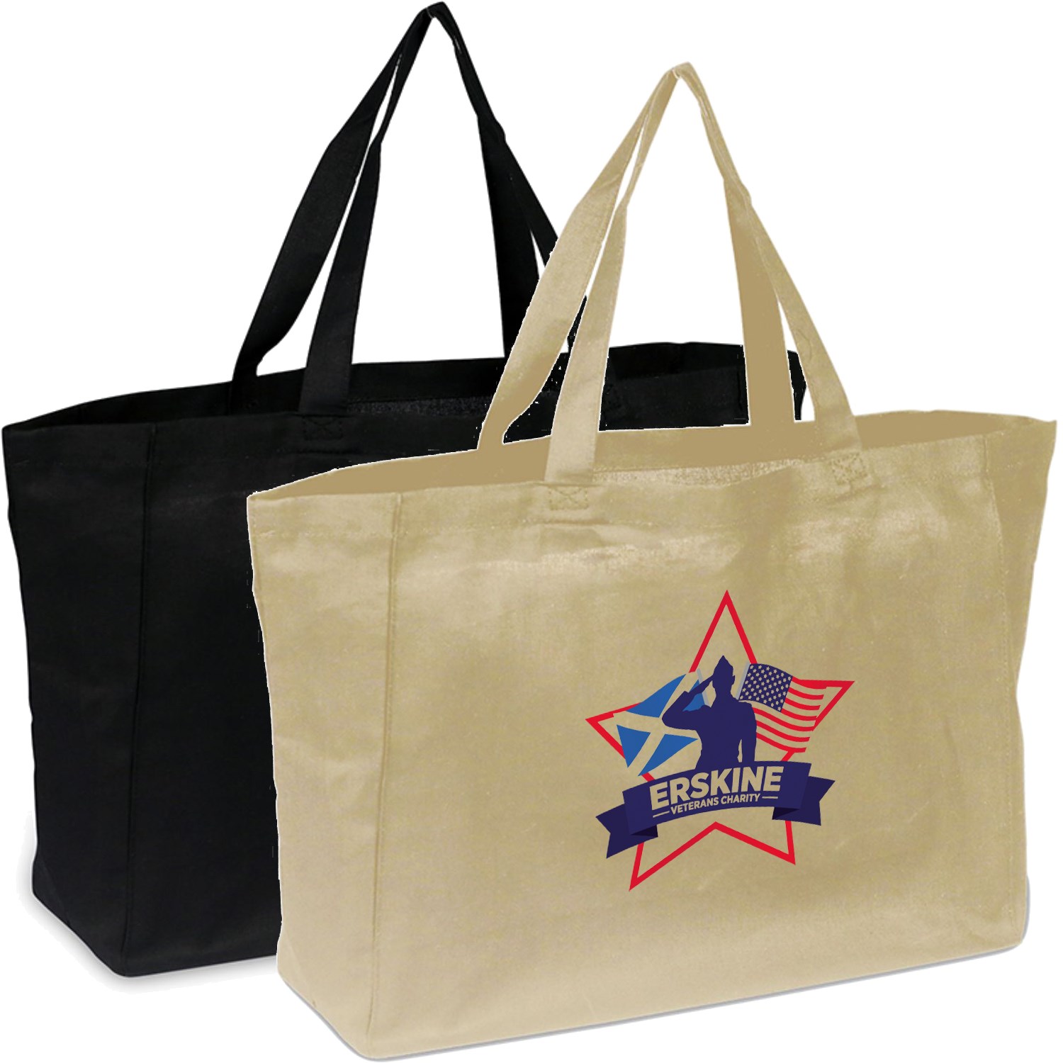 100% Cotton canvas Sheeting Shopper Tote Bag USA Decorated (16" x 12") 2