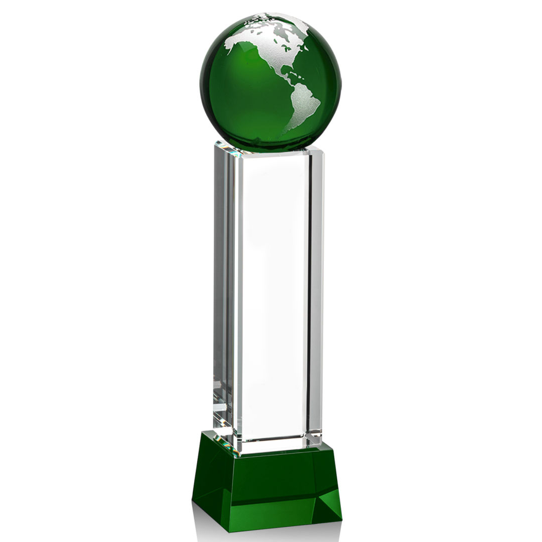 Luz Globe Award on Base - Green/Silver 2