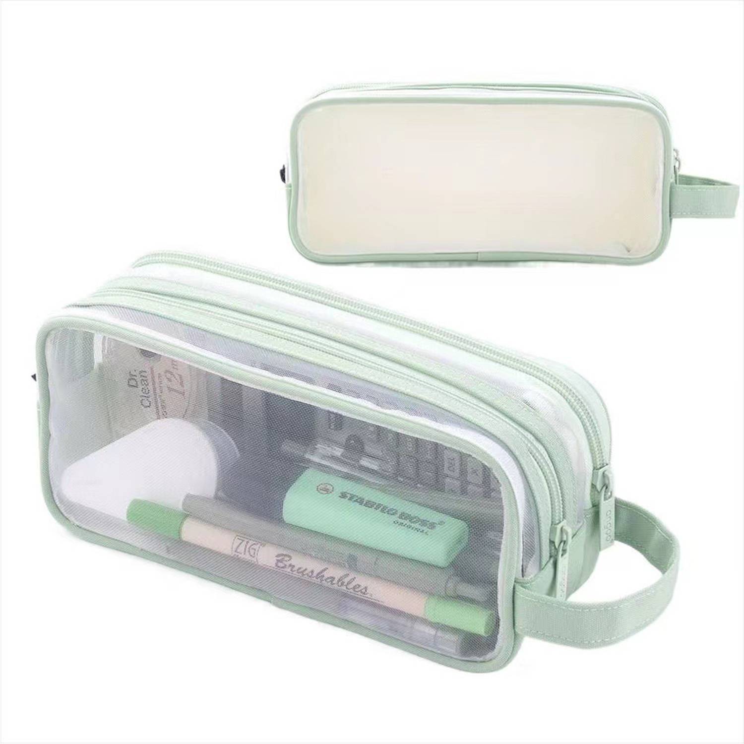 Clear Multifunctional Pencil Case with Compartments 3