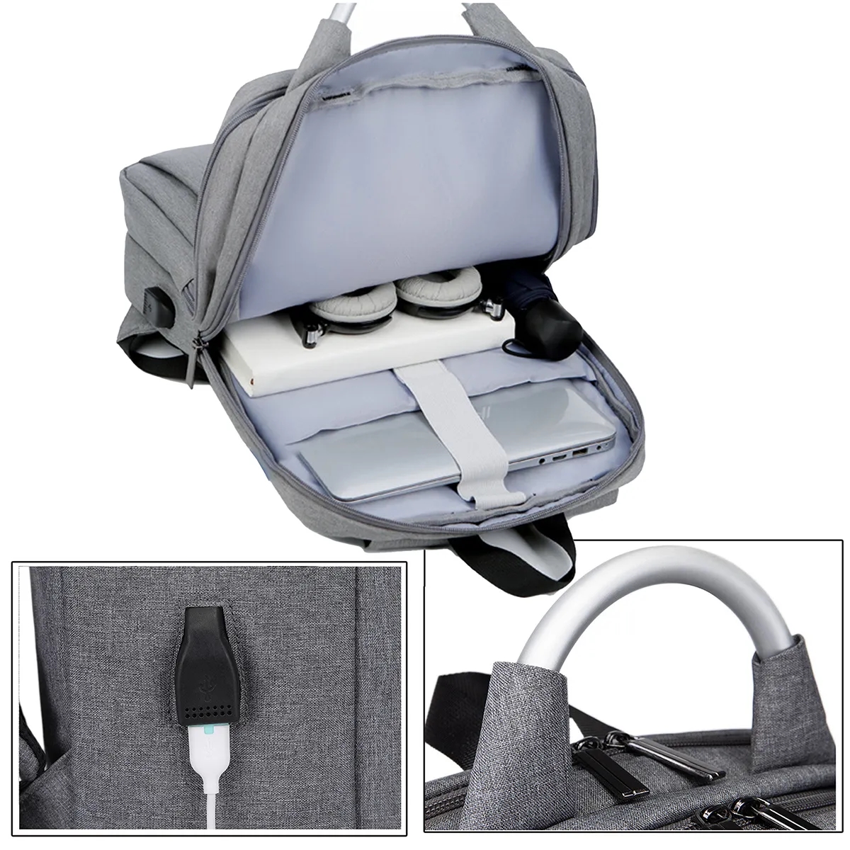 Simple Business Travel Laptop Backpack With USB Charging 6