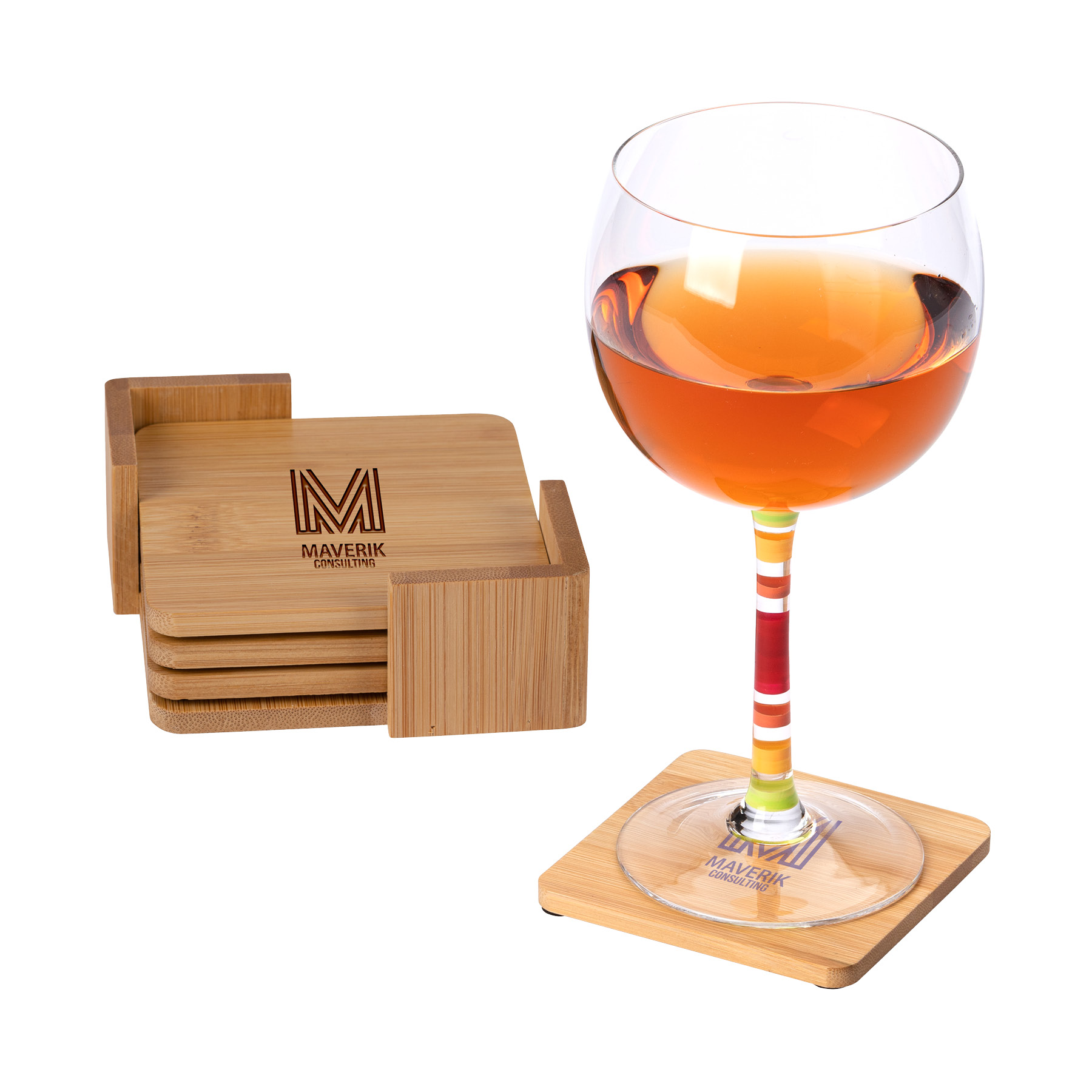 Brandon IV 4-Piece Bamboo Coaster Set 4