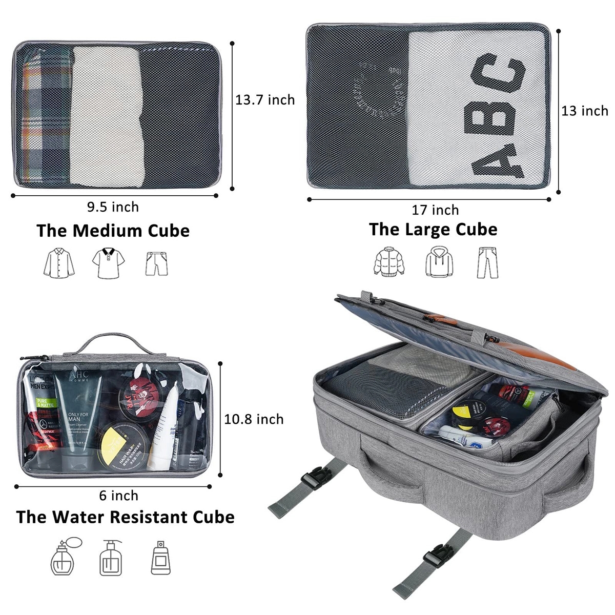 40L Airline Approved Travel Backpacks with 3 Packing Cubes 6