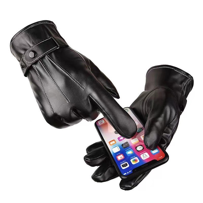 Winter Long Plush Thickened Warm Leather Gloves 2