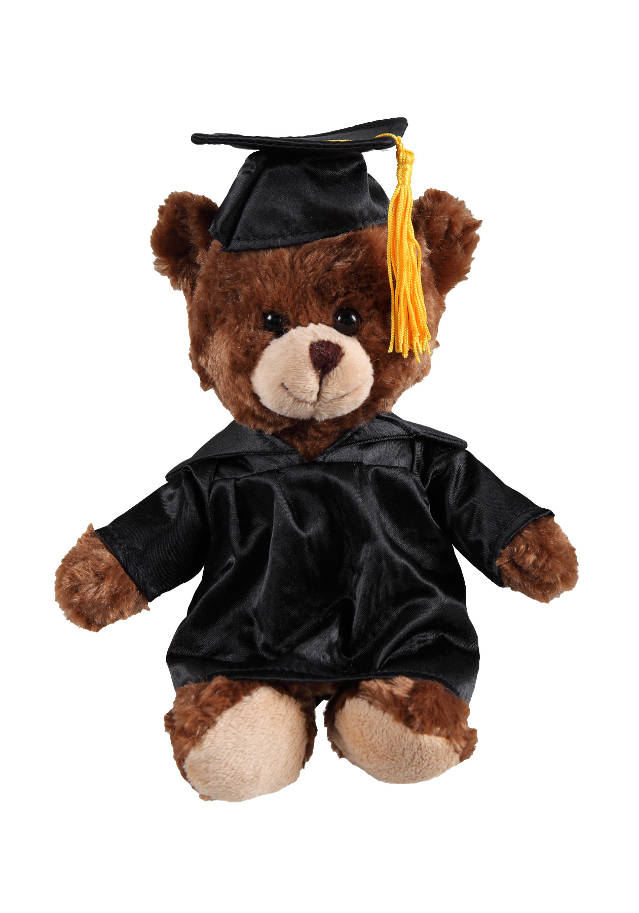 soft plush  Chocolate Curly Sitting Bear with graduation cap &gown