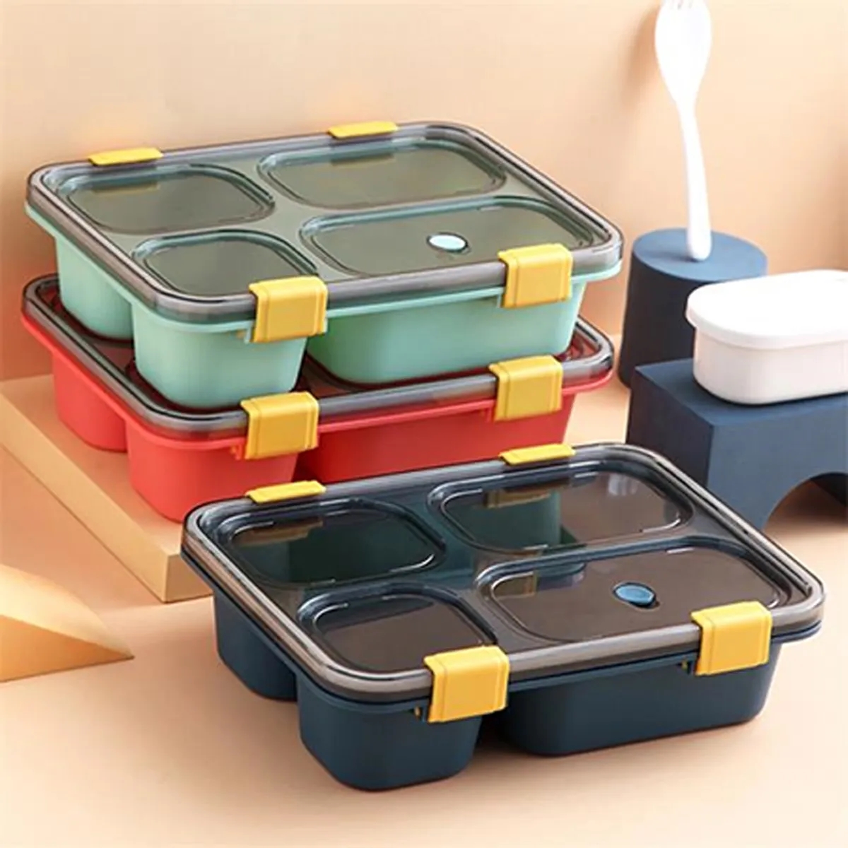 4 Compartment Containers Reusable Bento Lunch Box With Lids 5