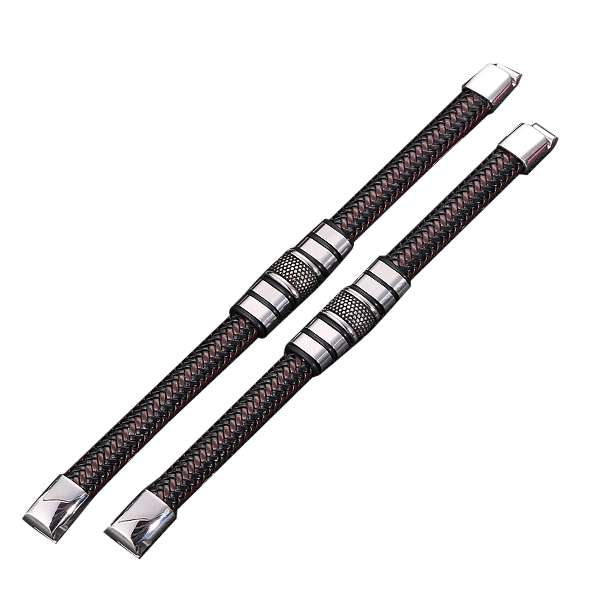 Vintage Stainless Steel and Leather Bracelet 2