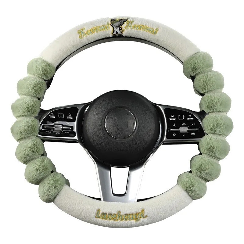 Soft Faux Wool Winter Car Stretch-On Steering Wheel Cover 1