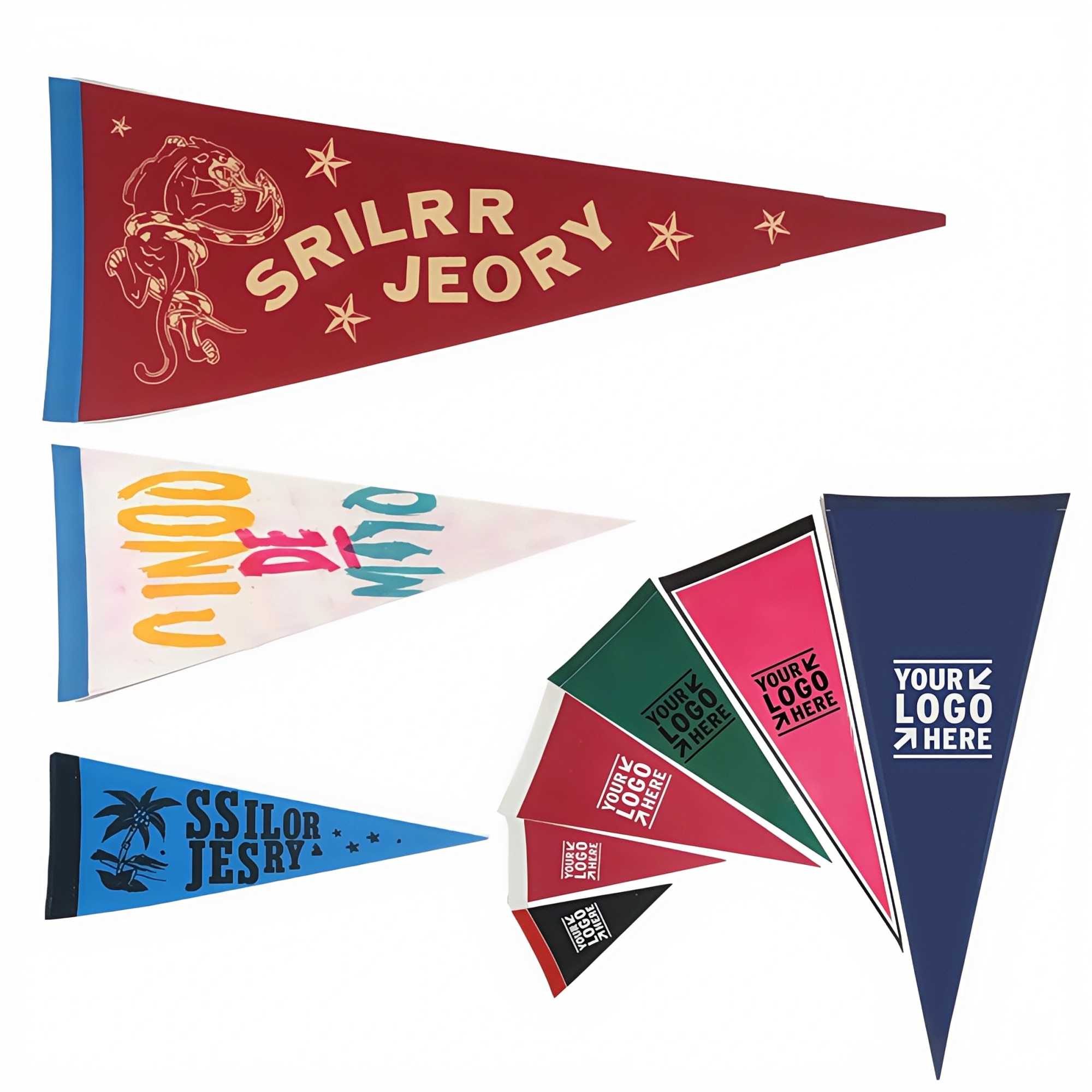 Full Color Single Side Felt Pennant Triangle flags 2