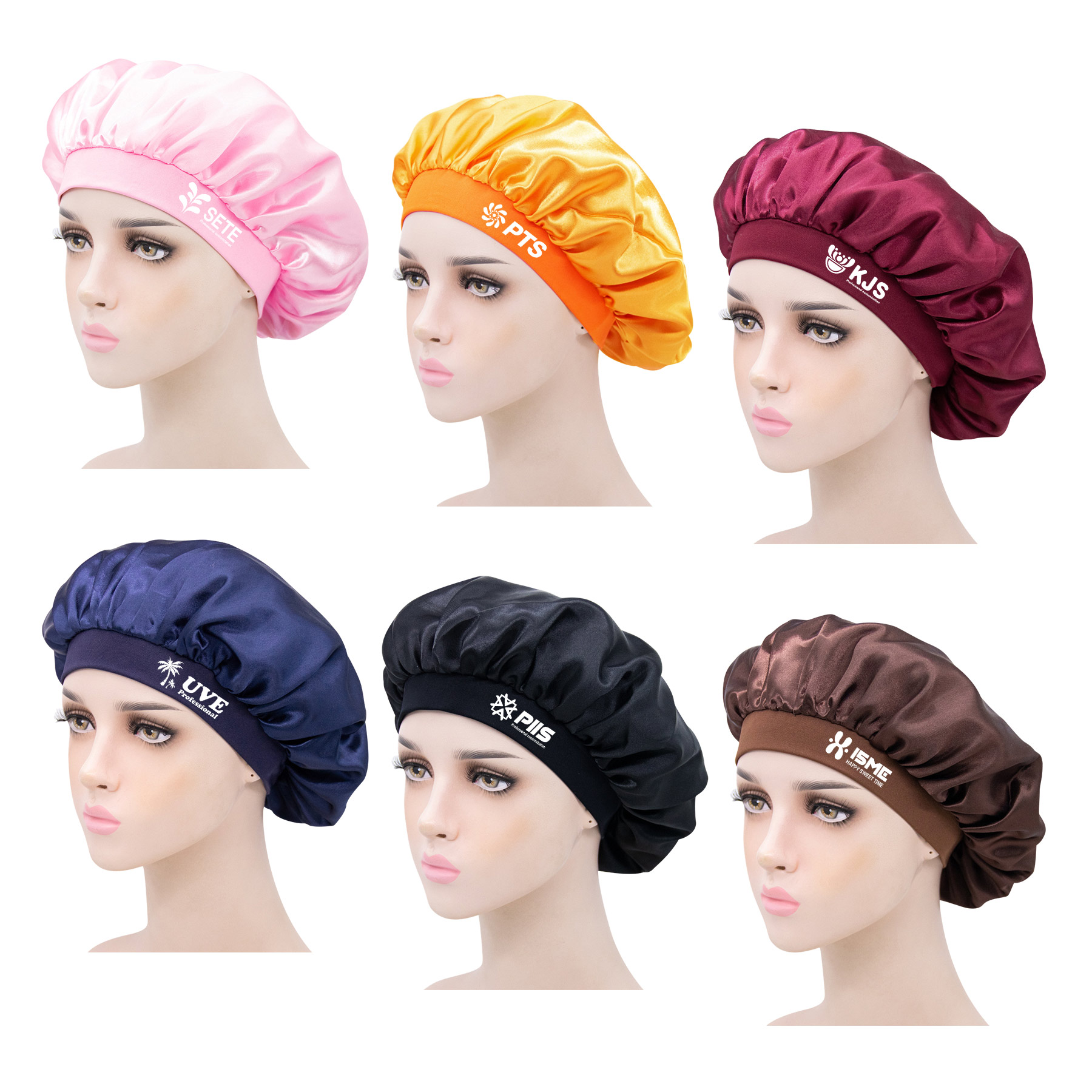 Satin Elastic Sleeping Hair Bonnet Cap 1