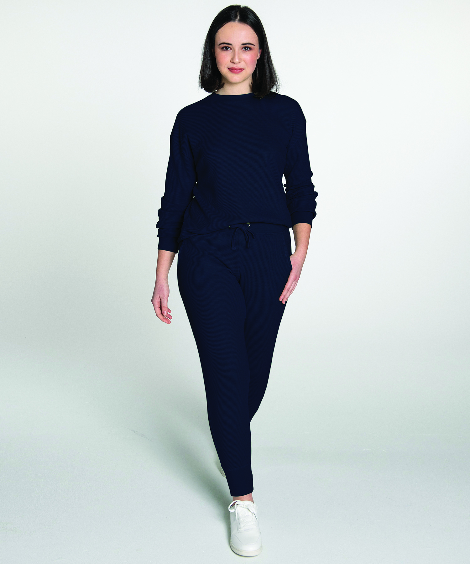 Lightweight Waffle Crew Neck Sweatshirt